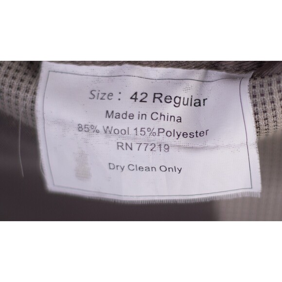Pronto Uomo Platinum Blazer Mens 42R Wool Blend Beige Micro Check 2 Button - Picture 9 of 12